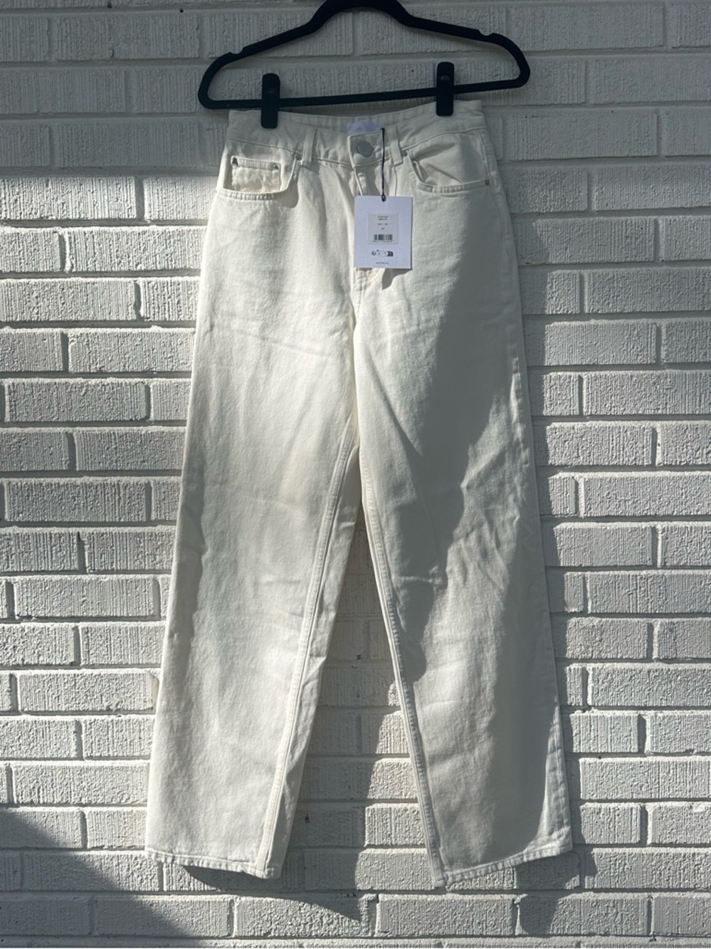 High-Rise Straight Jeans in Off-White